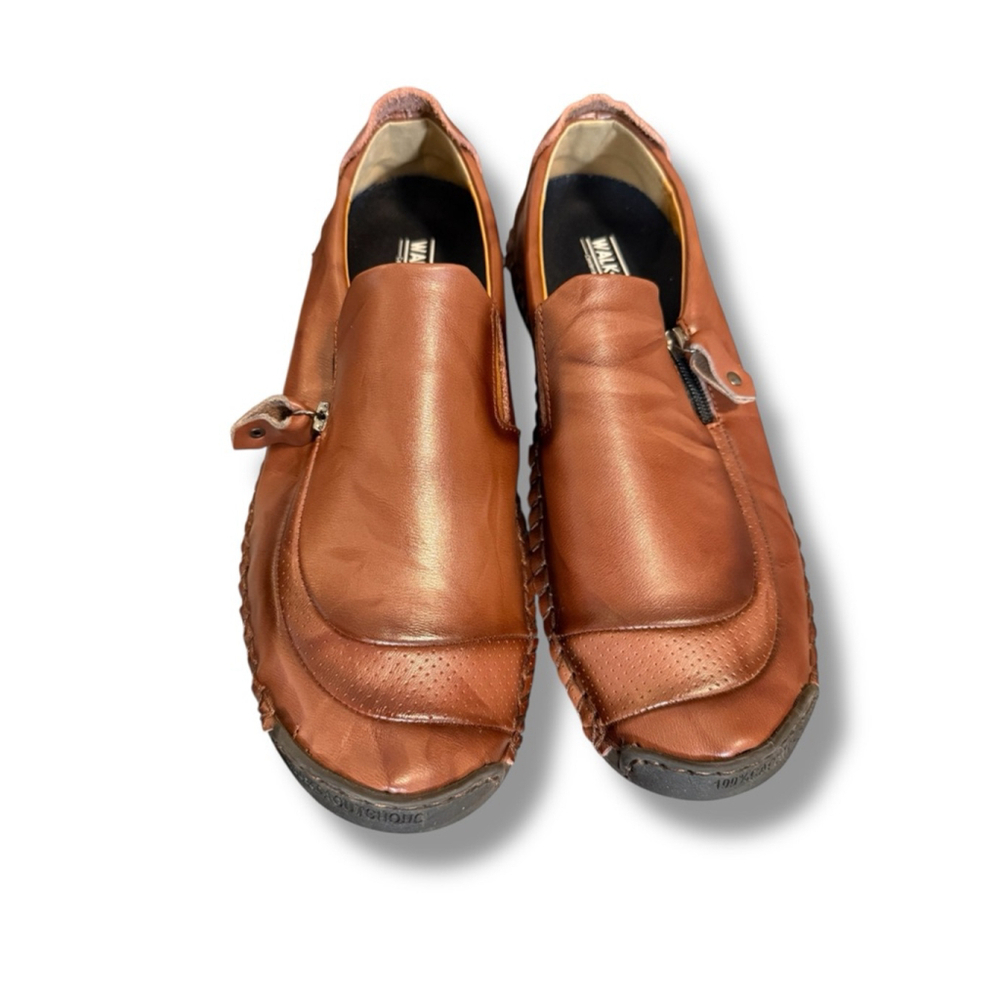 Walk Hero Rubber Brown Faux Leather Slip On Comfort Loafers EU 47 US 13-13.5 - Picture 2 of 11